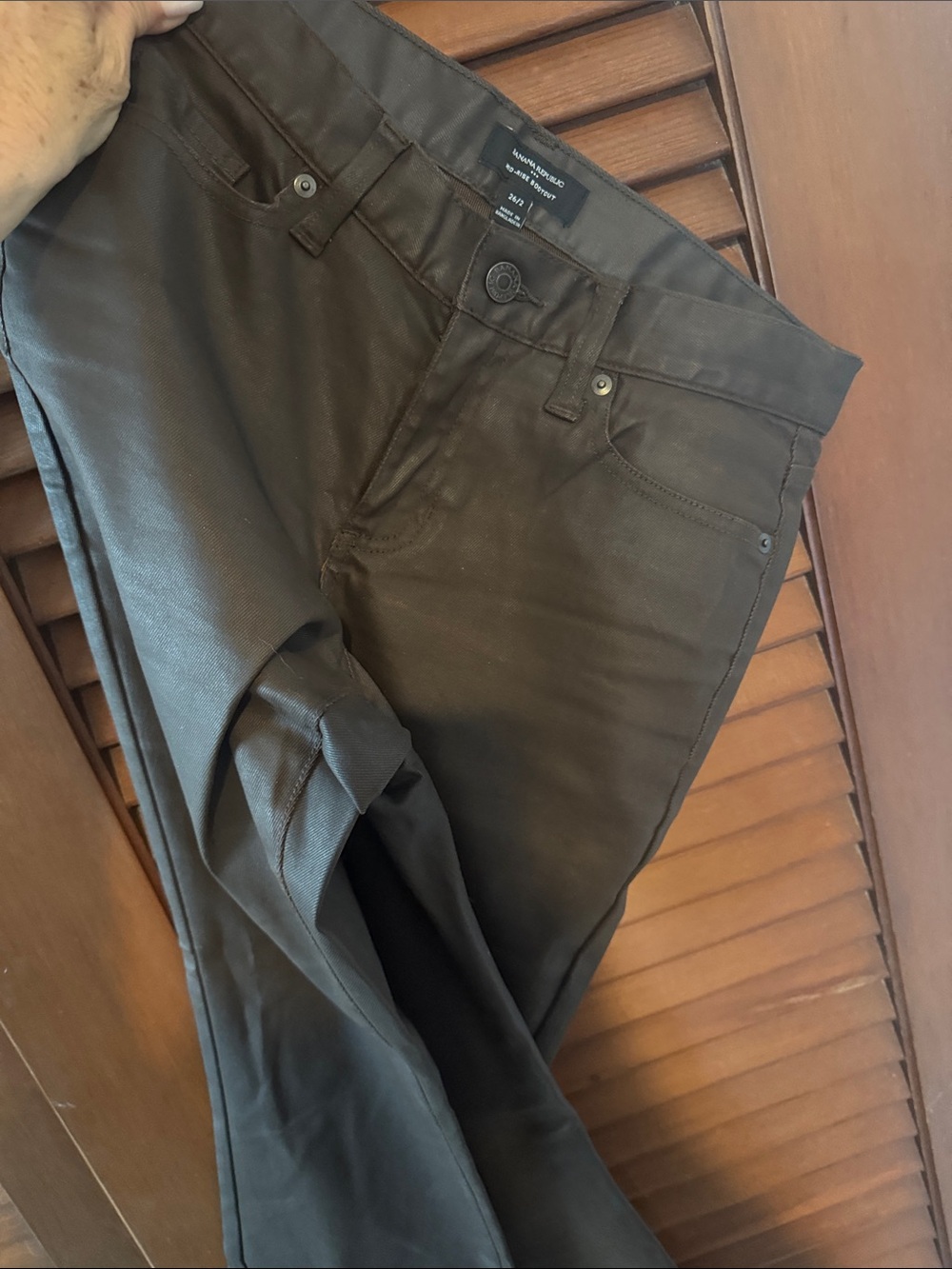 Banana Republic Chocolate Brown Coated Skinny Pants coated pants